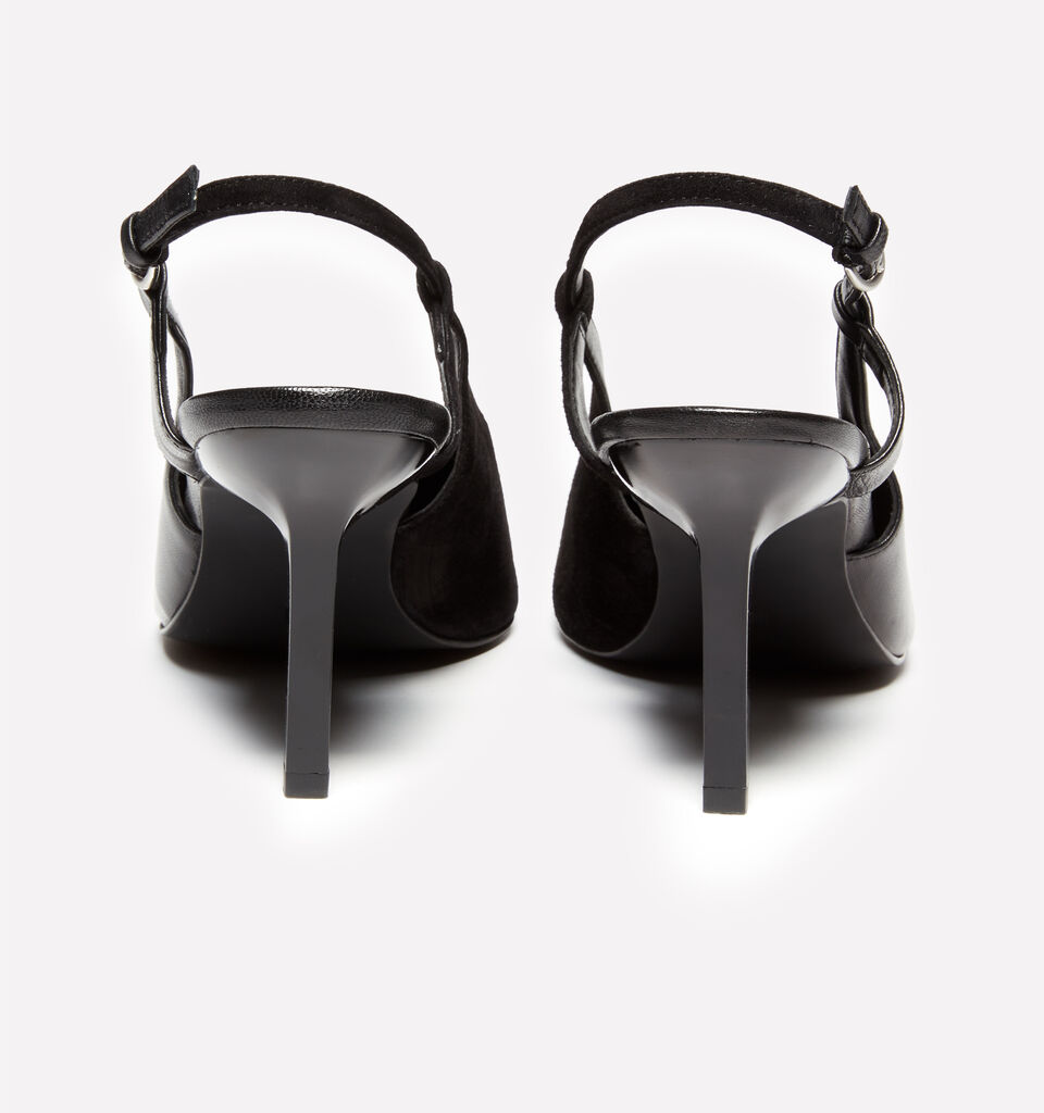 Black slingbacks in 100% leather - women's heels - Black | Sisley image number 3